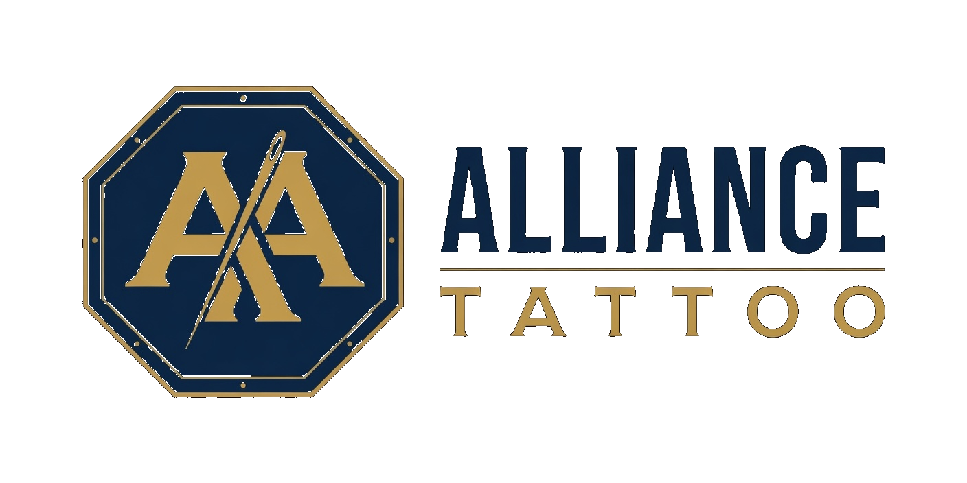 Alliance Tattoo logo by Grok Imagine on dark background