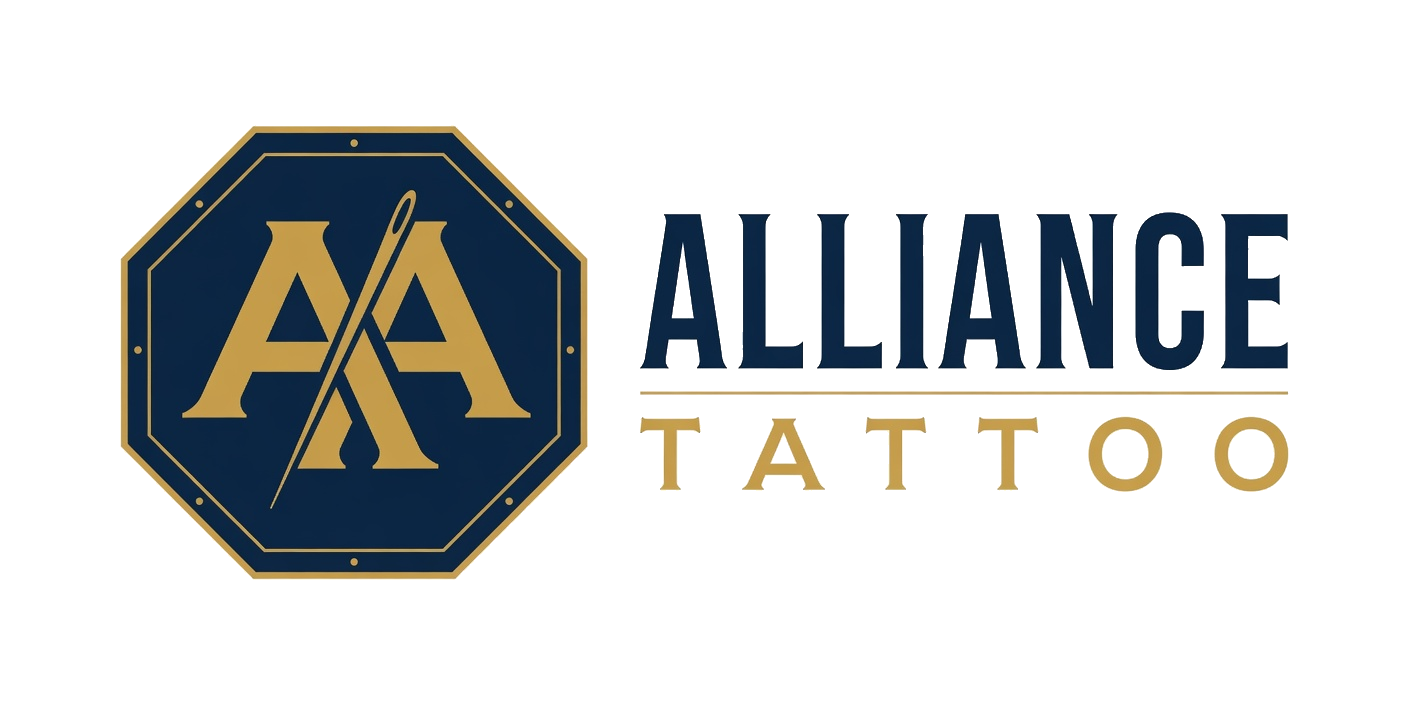 Alliance Tattoo logo by Grok Imagine on light background