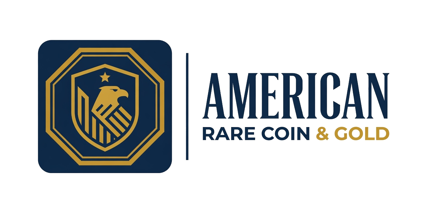 American Rare Coin & Gold logo by Grok Imagine on light background