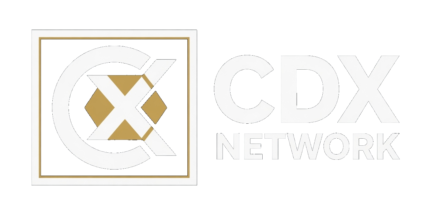 CDX Network logo by Grok Imagine on dark background