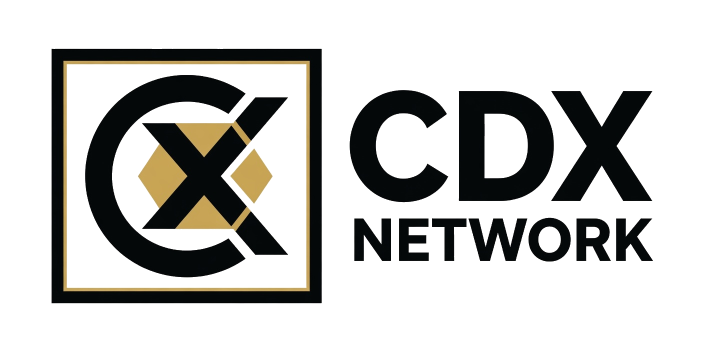 CDX Network logo by Grok Imagine on light background