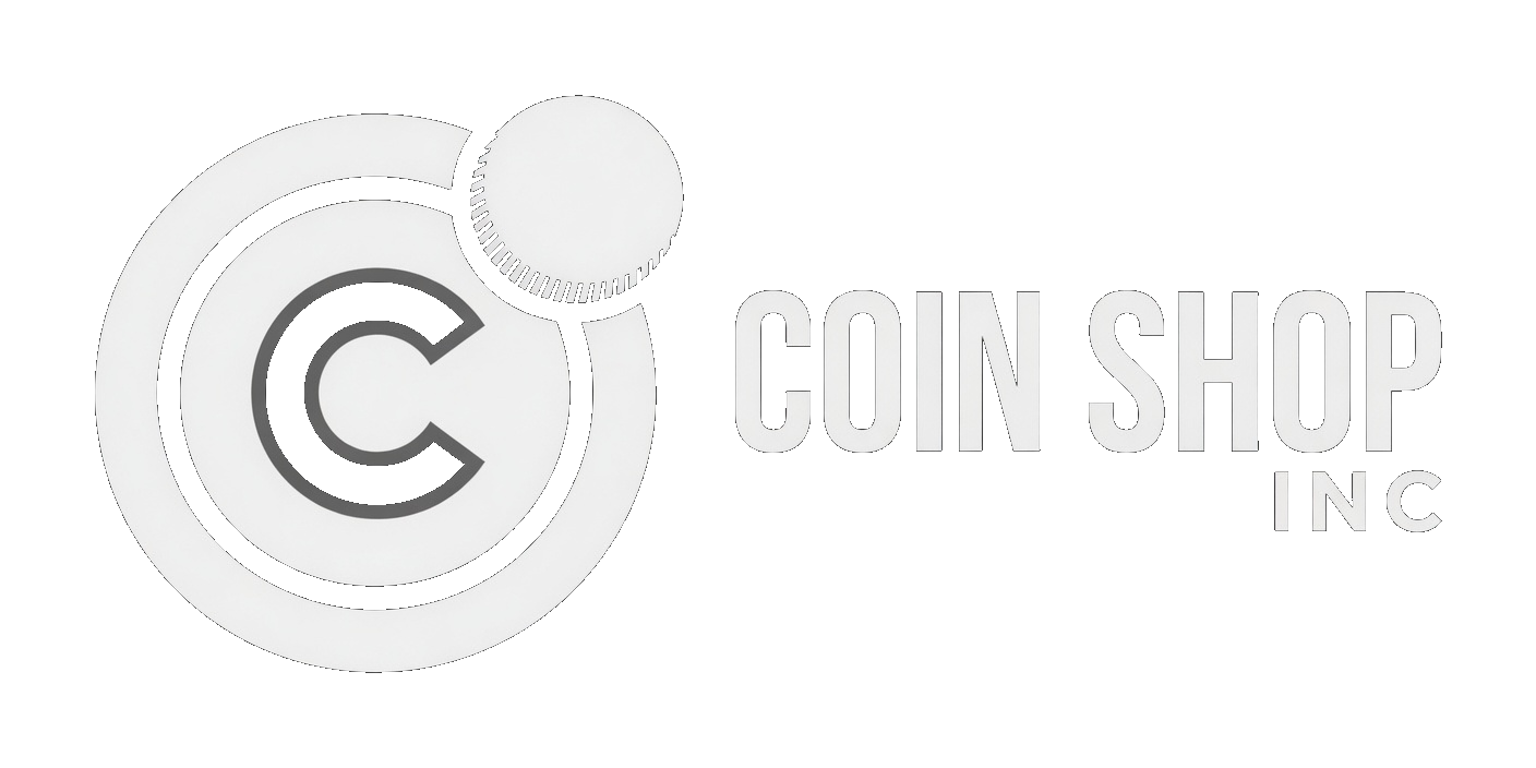Coin Shop Inc logo by Grok Imagine on dark background