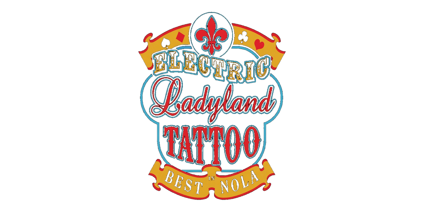 Electric Ladyland Tattoo logo by Grok Imagine on dark background