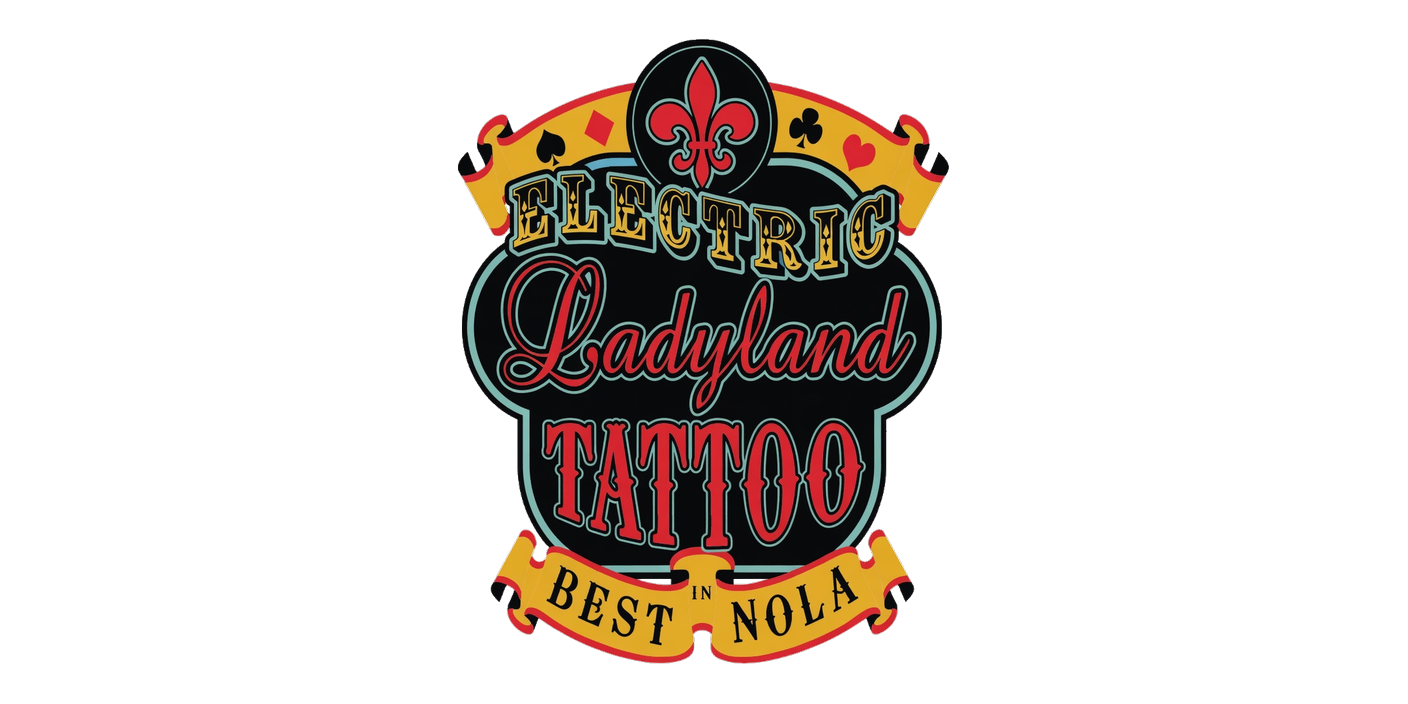 Electric Ladyland Tattoo logo by Grok Imagine on light background